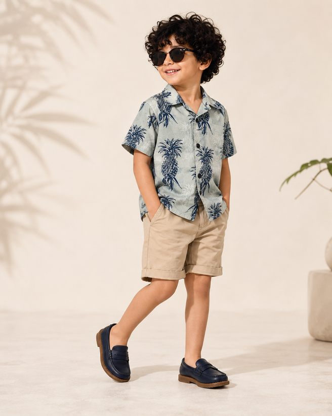 خرید پیراهن پسرانه برند HEIR LOOM جنس پارچه کتان کد ۰۵۶