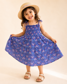 خرید پیراهن ساحلی بنفش آبی دخترانه برند H&M کتان مرغوب کد ۰۶۳