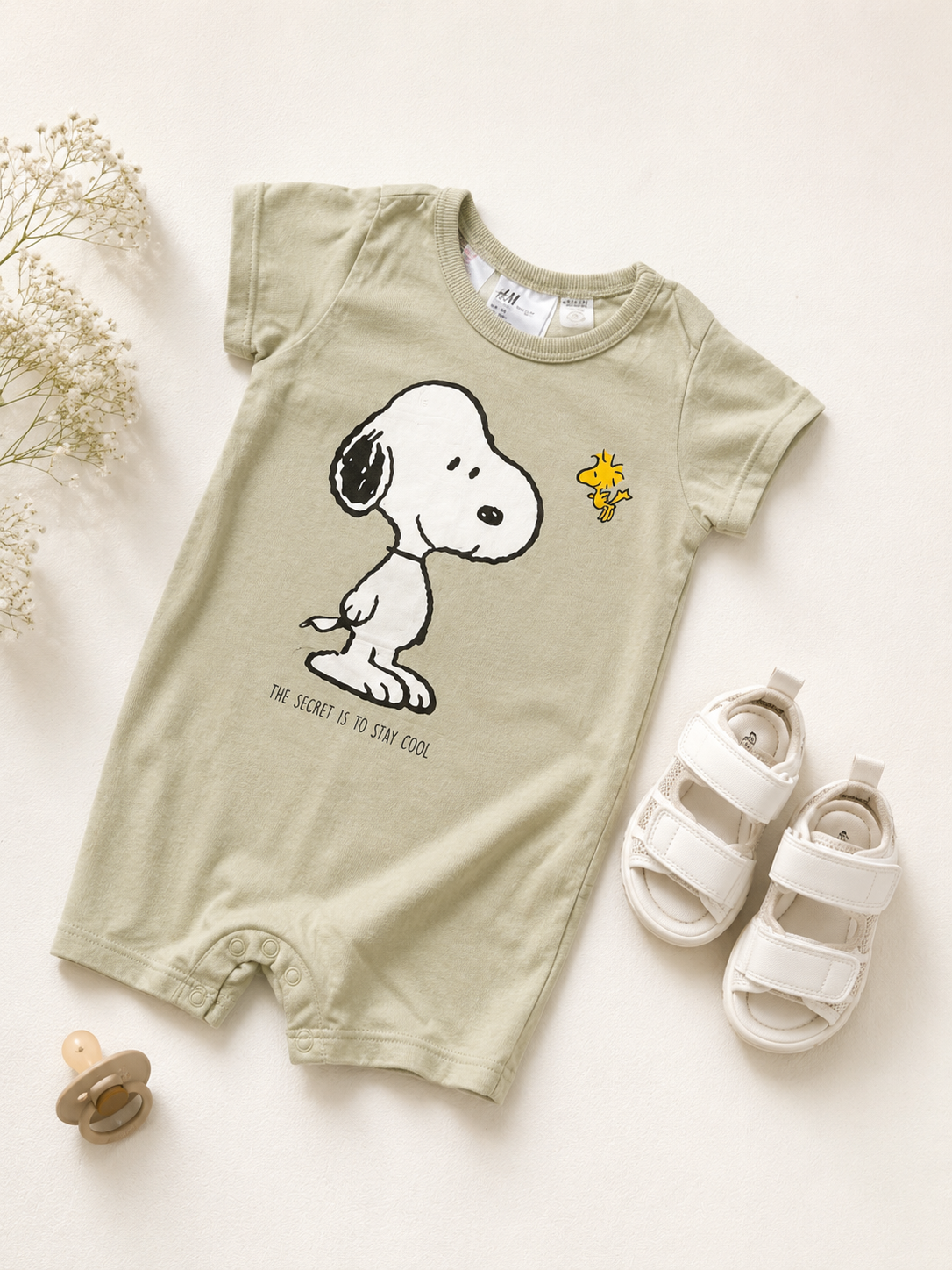 رامپر کارتونی اسنوپی برند H&M نخ پنبه درجه یک