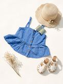 تاپ دخترانه تابستانه نخ پنبه درجه یک برند H&M اورجیمال